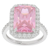 Elegant pink sapphire sterling silver ring with sparkling accents, perfect for any sophisticated collection.